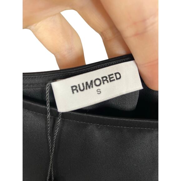 Rumored Monaco Satin Mini Dress Sleeveless Sexy Party Minimalist Chic Black Sz S - Picture 9 of 11